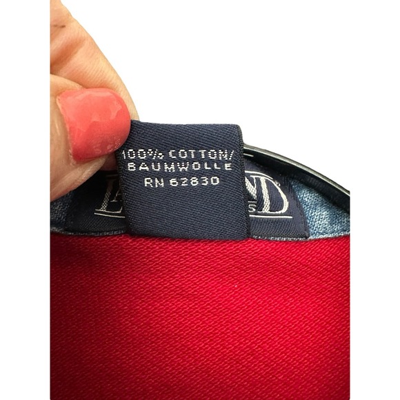LANDS END Shirt Men Large Rugby Polo Denim Collar Long Sleeve Pique Red #V4-5 - Picture 7 of 9